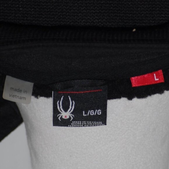 Full Zip Fleece Jacket EUC Spyder Mens Large Black Coat 4 Pockets Waffle Print - Picture 6 of 6